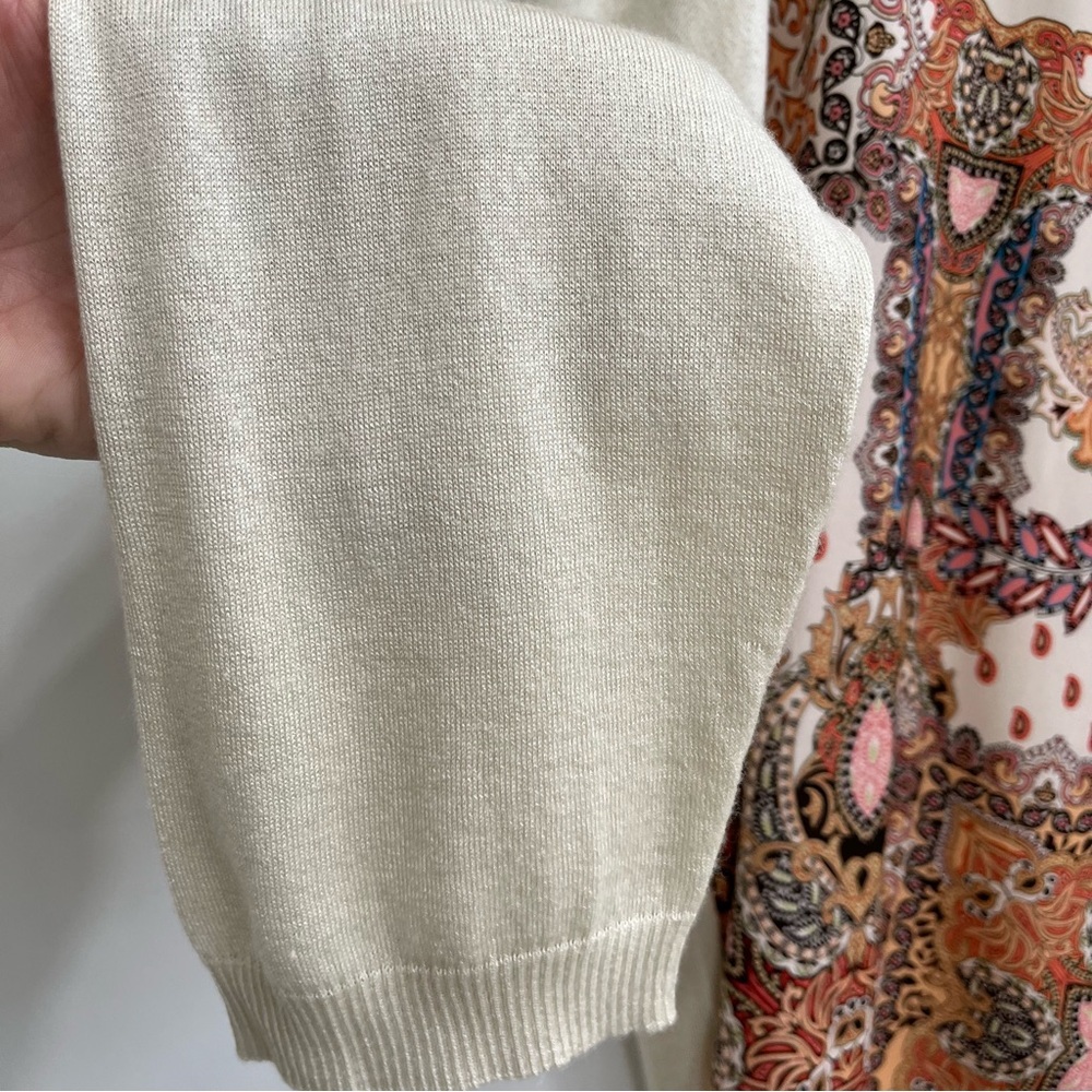 Johnny Was Boho Elodie Scarf Front Lightweight Pullover Top Silk Cashmere Large - Picture 6 of 15